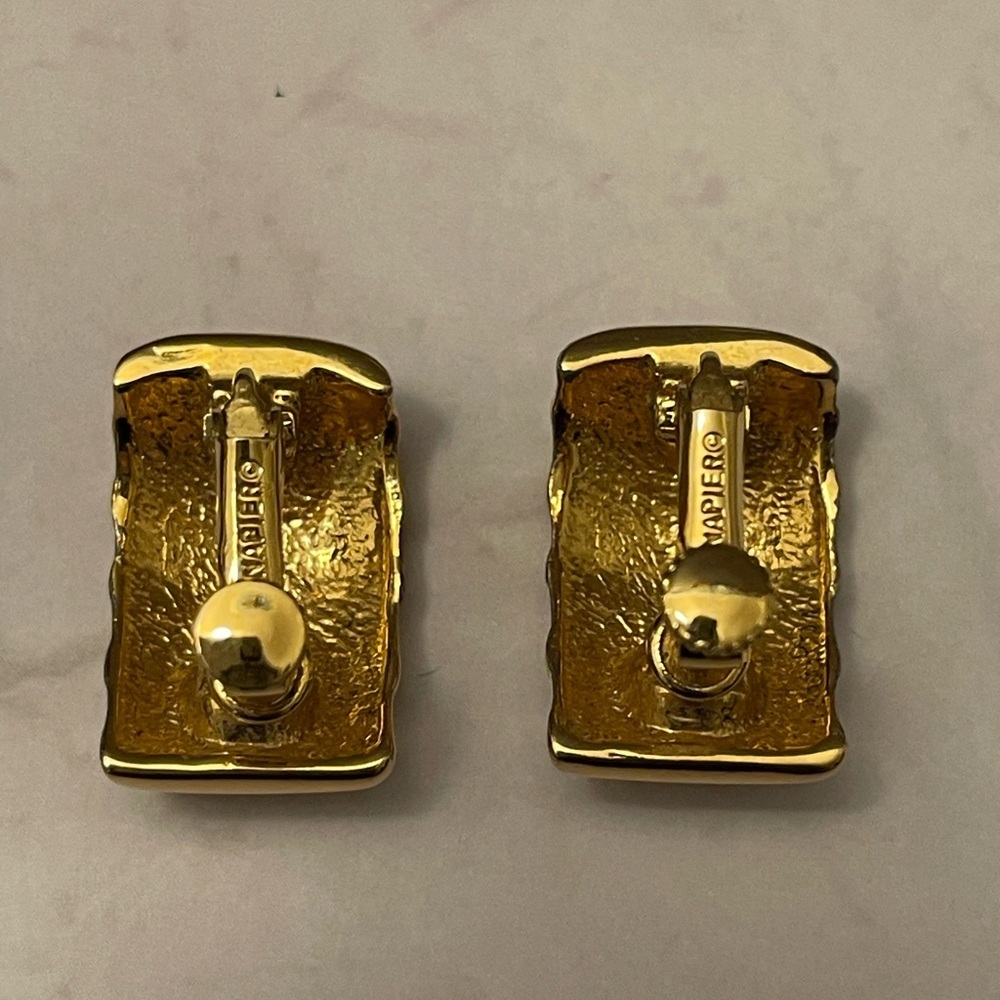 Napier Gold Screw Back Clip-On Earrings VTG - Picture 7 of 9